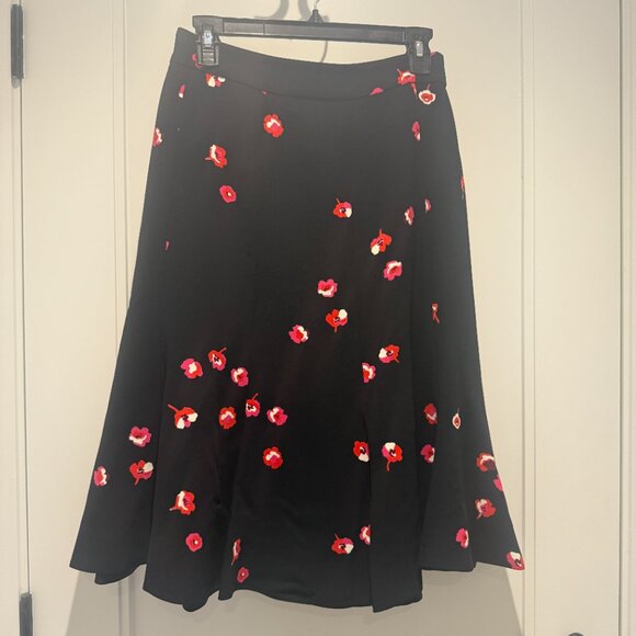 Kate Spade Skirt The Rules Black Pink Floral Ruffle A-Line Skirt Women's - Picture 5 of 7